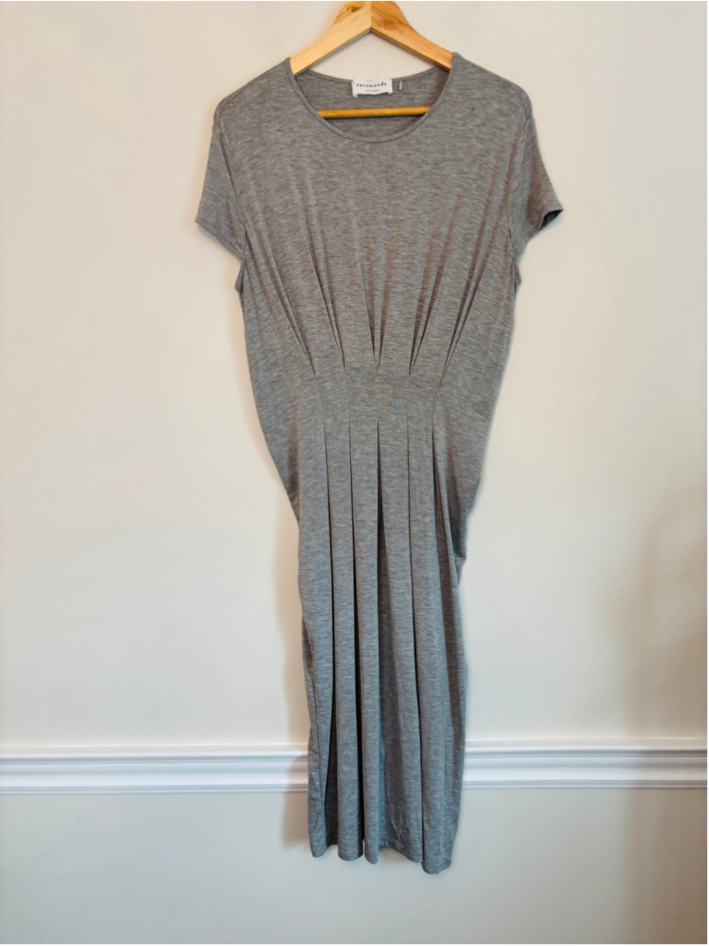 Rosemunde Copenhagen Midi Jersey Dress Size M Grey Minimalist Clean Beauty